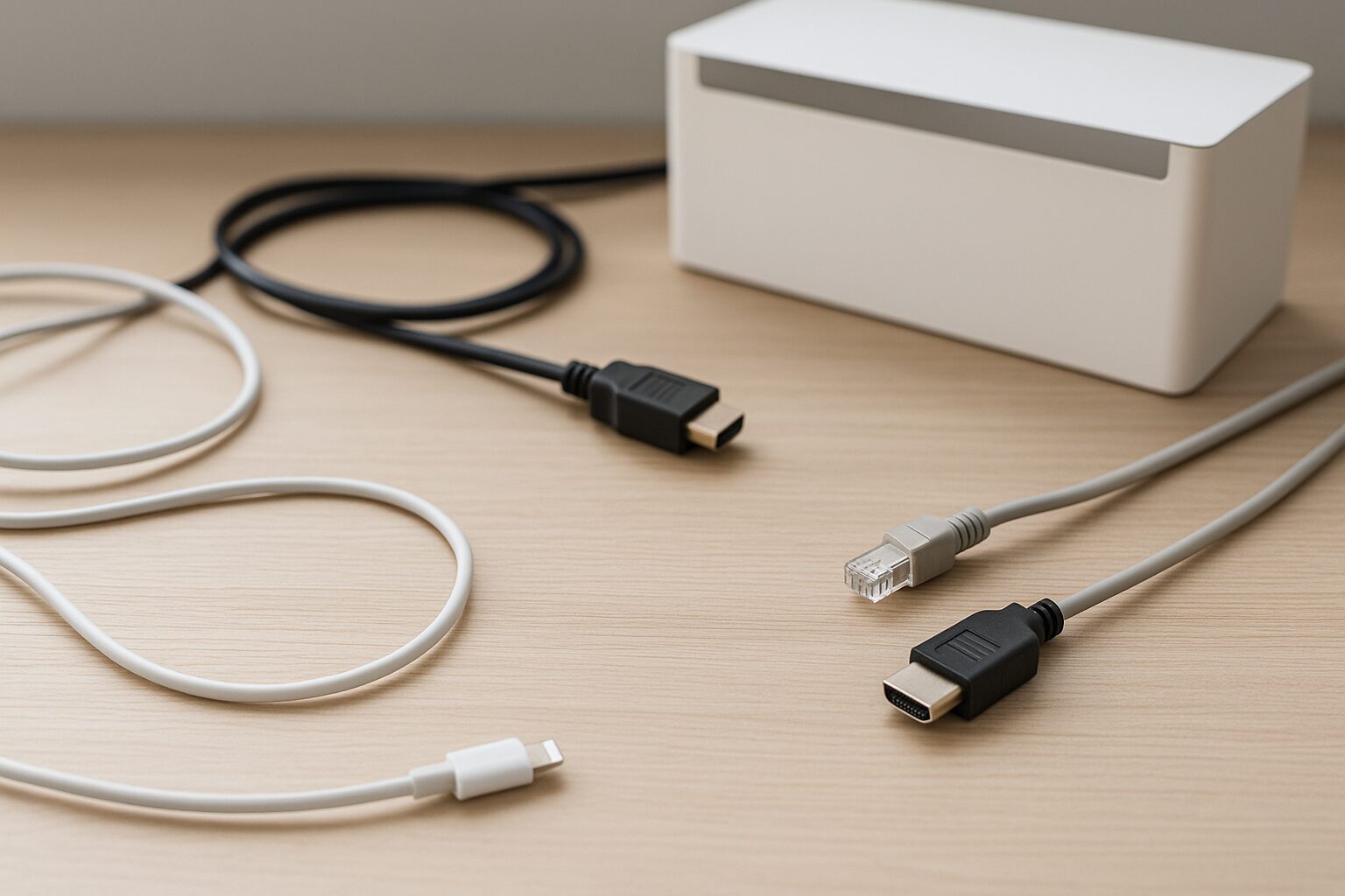 頻度の違うケーブルが混ざって机に置かれた状態