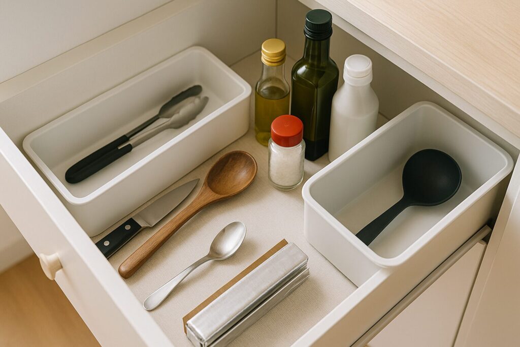 高さが揃っていない引き出し内部の様子