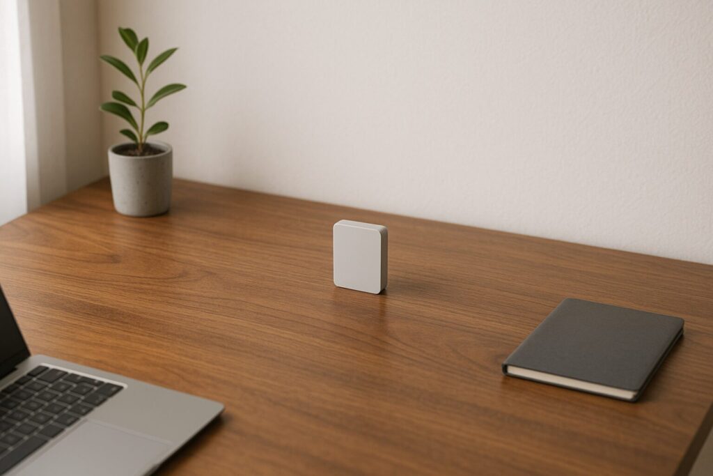 視線の高さにガジェットを置けるデスクの俯瞰イメージ