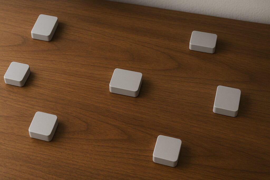 視線が届かない高さにガジェットが散らばっている不便シーン