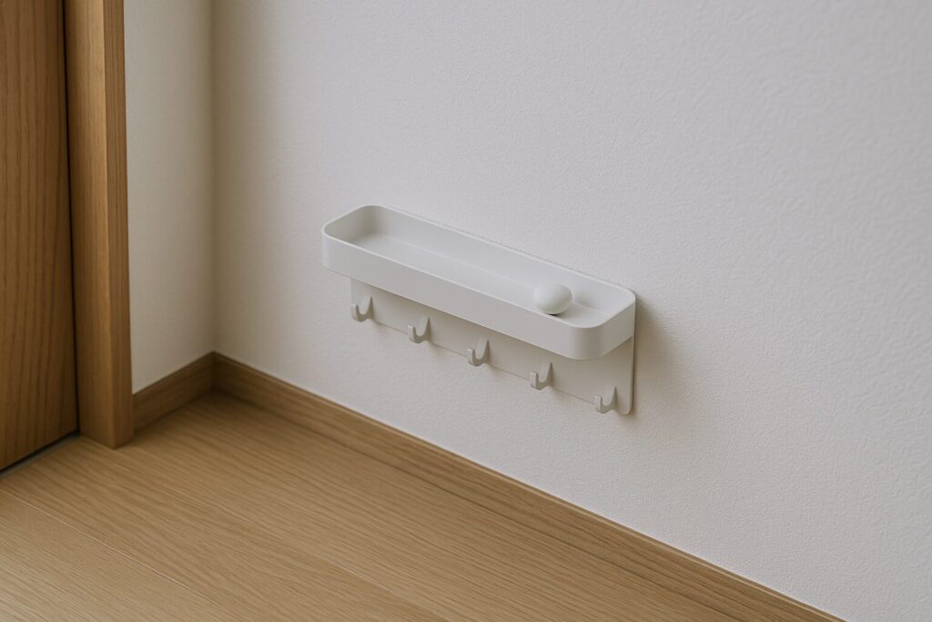 玄関で小物を戻す動作をイメージした、静かな実写風アイキャッチ画像